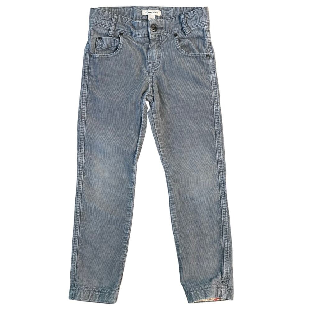 Burberry Corduroy Pants Nova Check Cotton Blend Youth Kids Gray Size 6Y/116cm